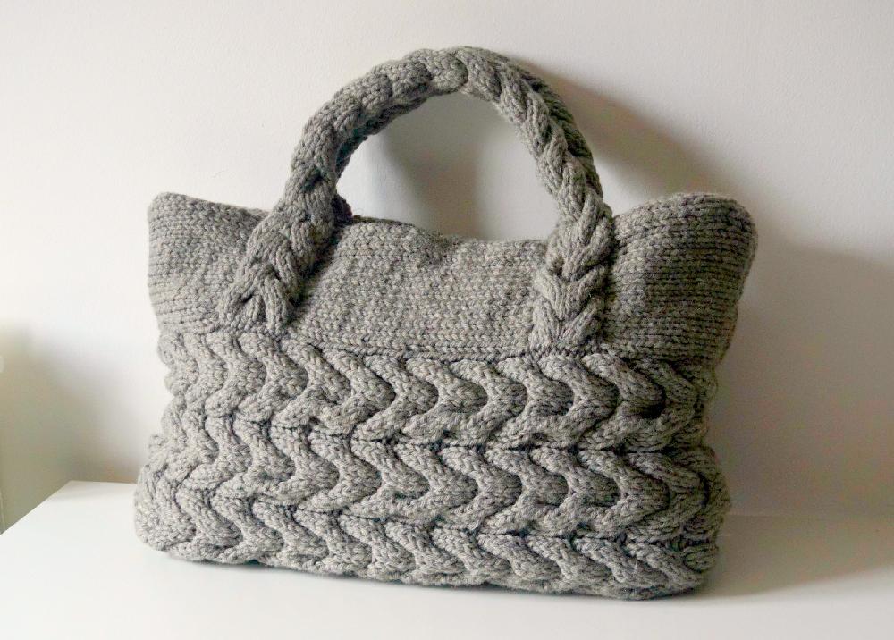 Grey Cable Tote Bag