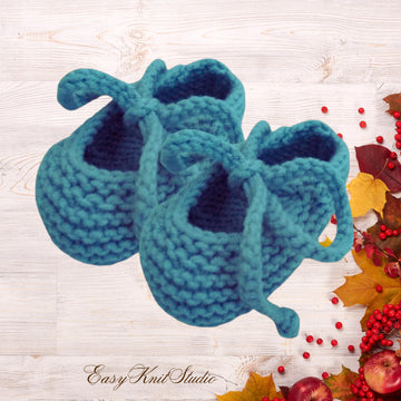 Easy Knit Baby Booties Pattern PDF – Tie-Up Newborn Shoes