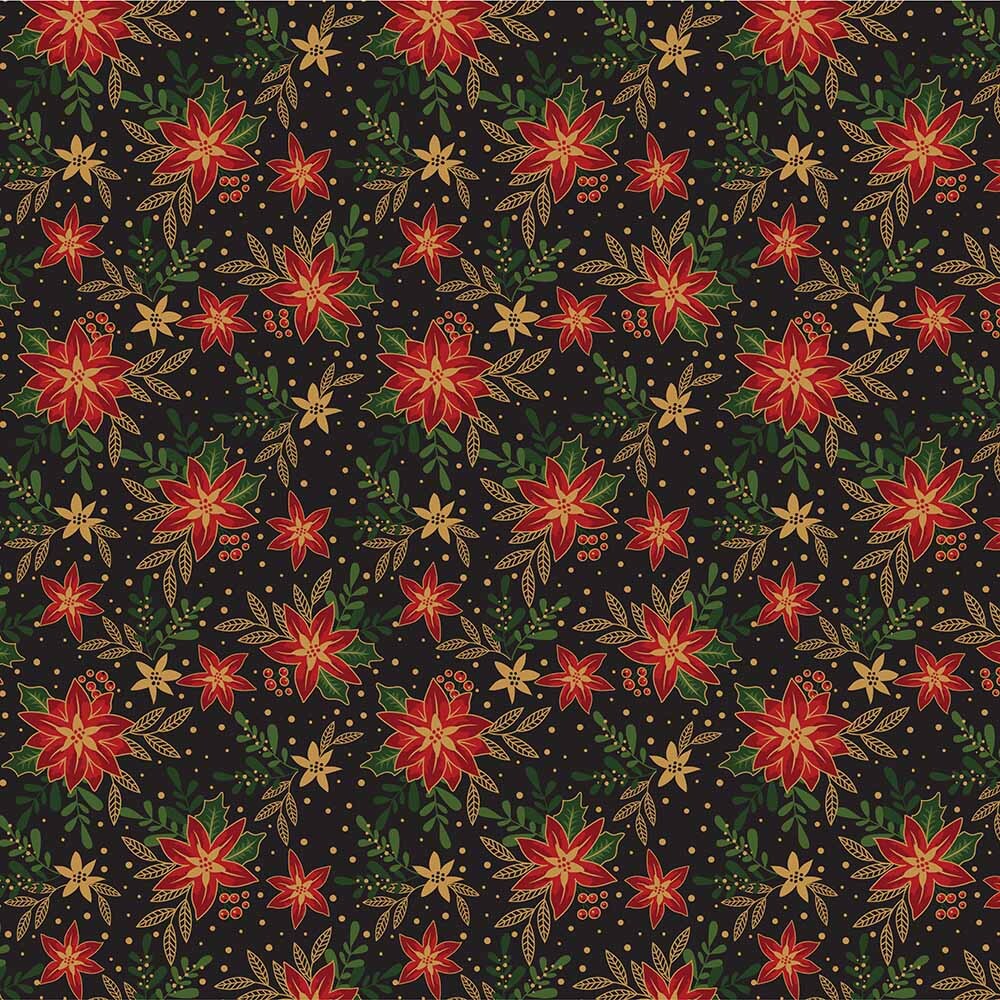 Craft Cotton Company Traditional Poinsettia - Poinsettia Black