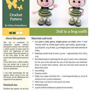 118 Girl Doll in a frog outfit