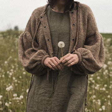 Balloon sleeve short cardigan