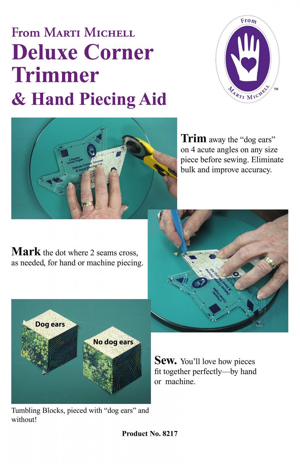 Marti Michell Deluxe Corner Trimmer/Hand Piecing Aid Quilting Template