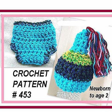 453, BABY PIXIE HAT AND DIAPER COVER SET