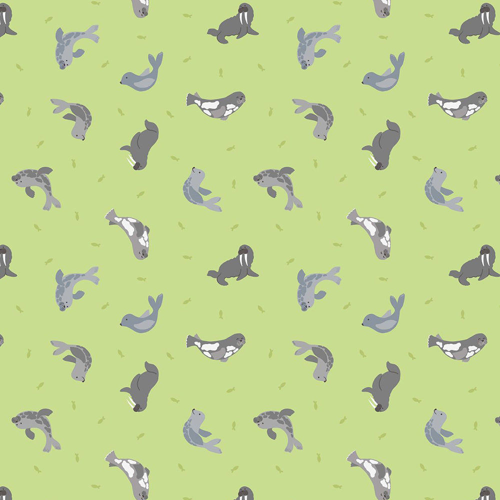 Lewis & Irene Small Things... Polar Animals - Seals on Iced Lime with Pearl