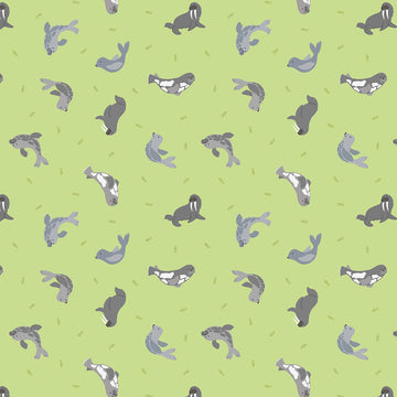 Lewis & Irene Small Things... Polar Animals - Seals on Iced Lime with Pearl