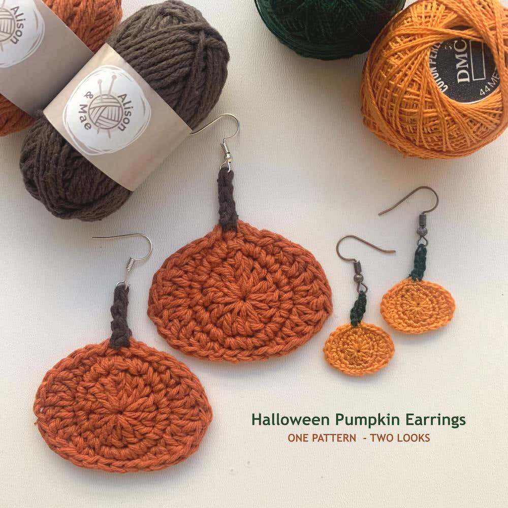 Halloween Pumpkin Earrings Crochet PatternHalloween Pumpkin Earrings Crochet Pattern