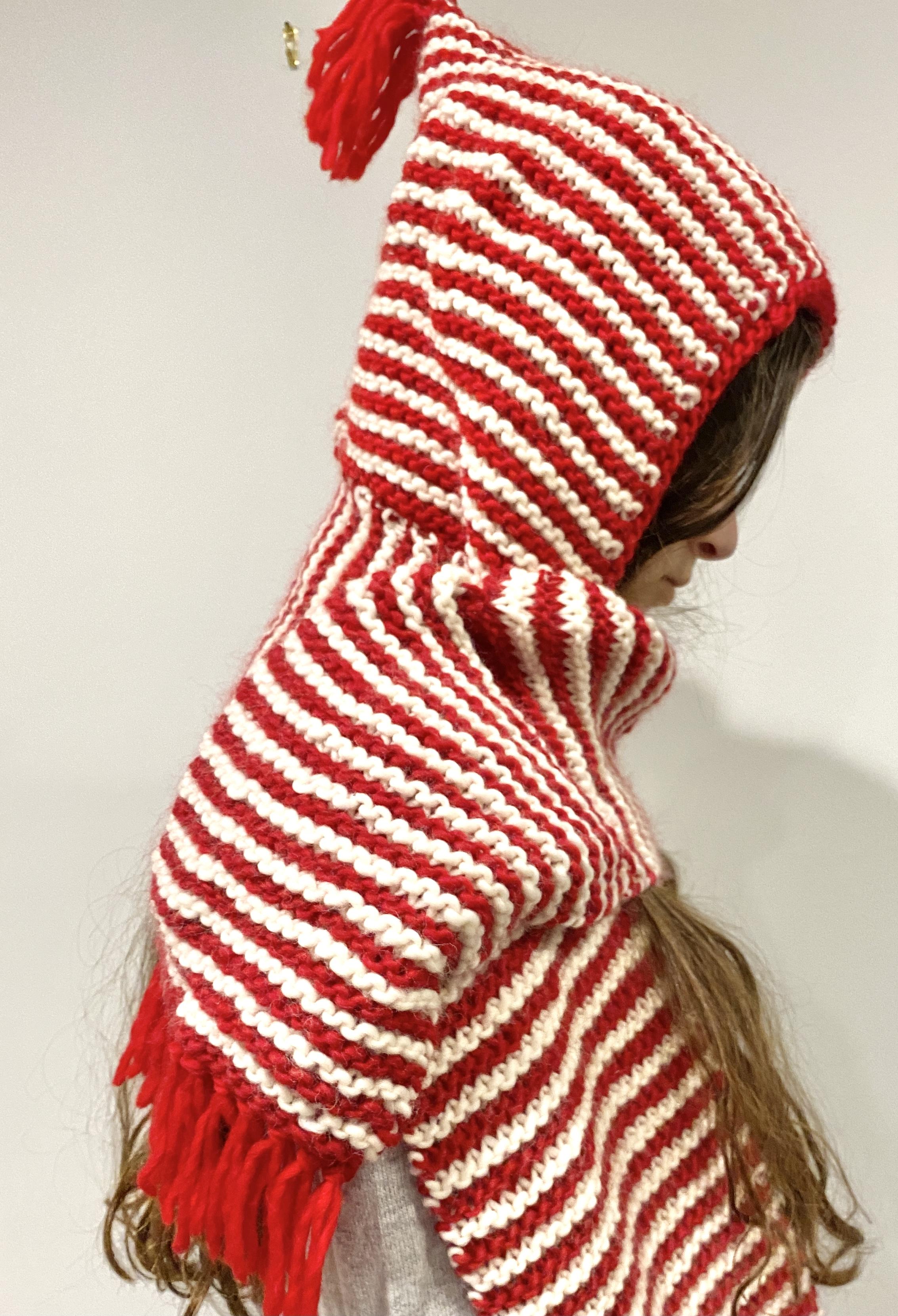 Candy Cane Hooded Scarf