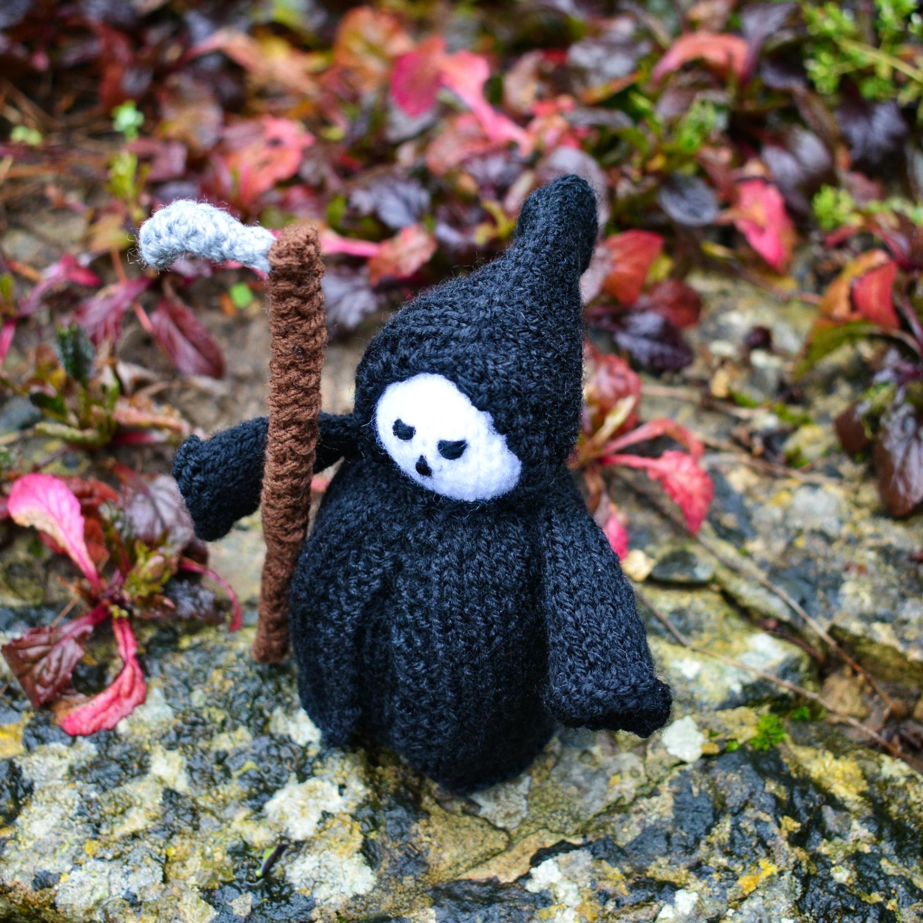 Halloween Grim Reaper Doll Knitting Pattern - Toy Knitting Pattern