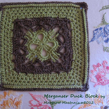 Merganser Duck 12" Afghan Block