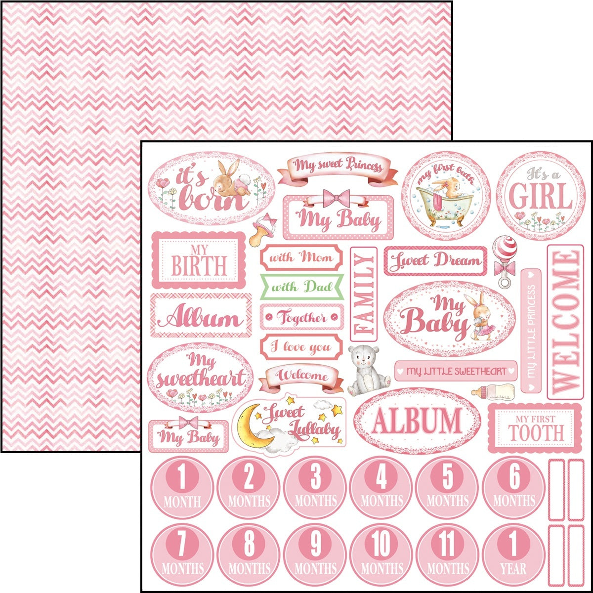 Ciao Bella Double-Sided Cardstock 90lb 12"X12" 12/Pkg - English Heart, Ninna Nanna Girl