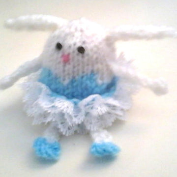 Humpty dumpty, ballerina and bunny Creme egg holders, knit in lace