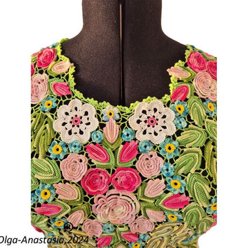 Crochet Irish lace sleeveless blouse