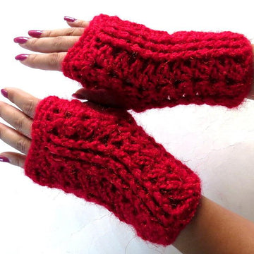 Ribbed fingerless mittens