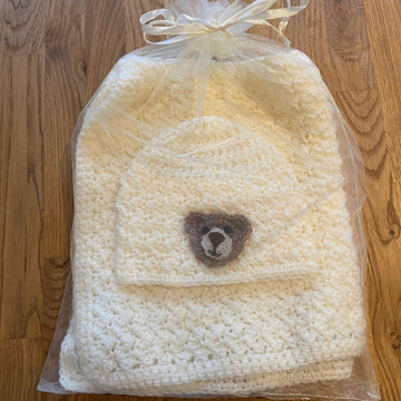 Newborn Baby Teddy Bear Gift Set - Blanket & Hat
