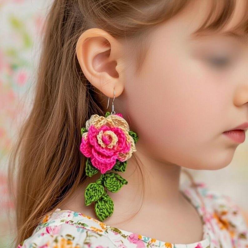 Crochet 3D Flower Earrings Pattern – Jewelry PDF + Video Tutorial