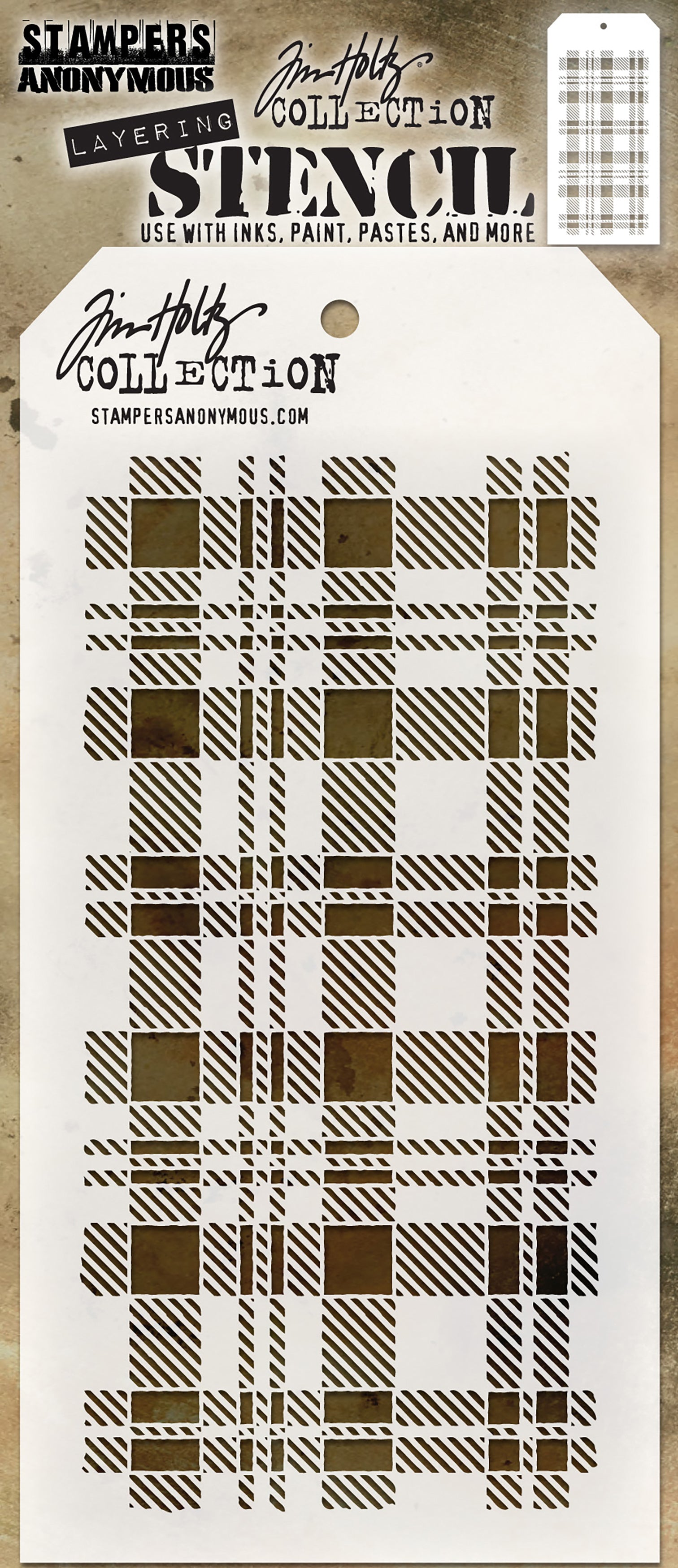 Stampers Anonymous Tim Holtz Layered Stencil 4.125"X8.5" - Plaid