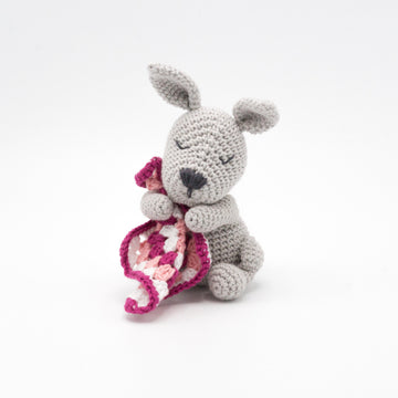 Snoozing Bunny with Granny Square Blanket