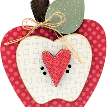 Foundations Decor Interchangeable "O" Wood Shape - September - Apple, 5"X5.5"
