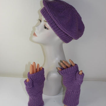 Garter Stitch Beret and Fingerless Gloves