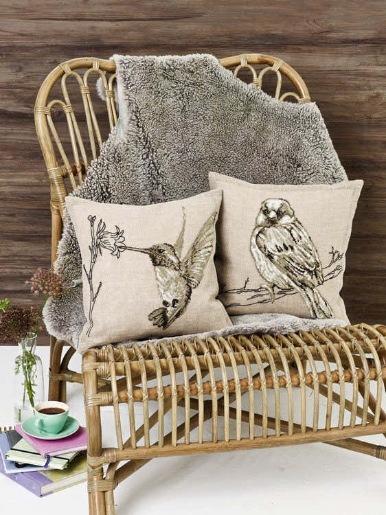 Permin Sparrow Cushion Cross Stitch Kit - 40cm x 40cm