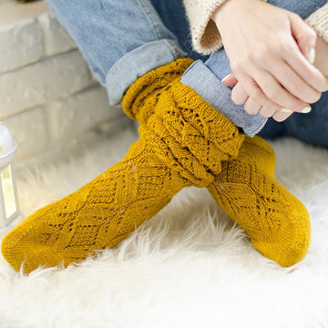 Mustard knee-socks