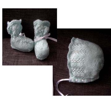 Marguerite Bonnet & Booties Set (4-ply)