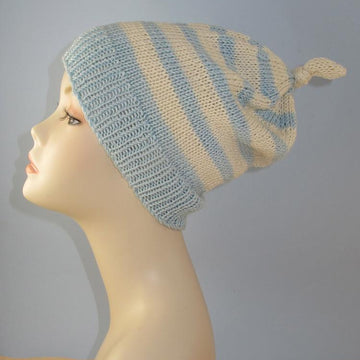 Simple Stripe Topknot Slouch hat