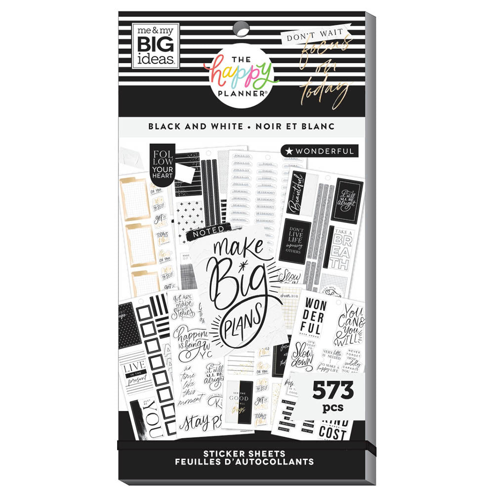 The Happy Planner Black & White 30 Sheet Sticker Pad