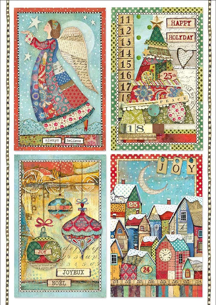Stamperia Intl Stamperia Rice Paper Sheet A4 - Patchwork Postcards