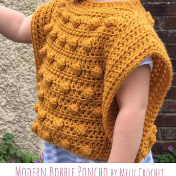 Modern Bobble Poncho (Child Size) US Terminology by Melu Crochet