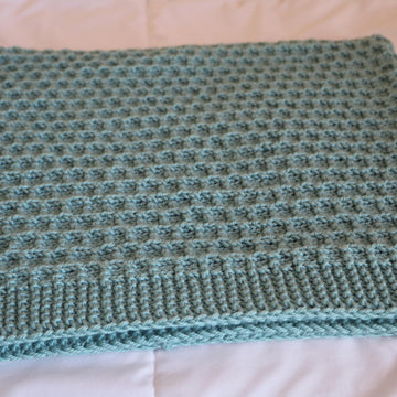 Seafoam Textured Baby Hat Blanket.