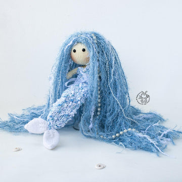 Blue Mermaid doll knitted flat