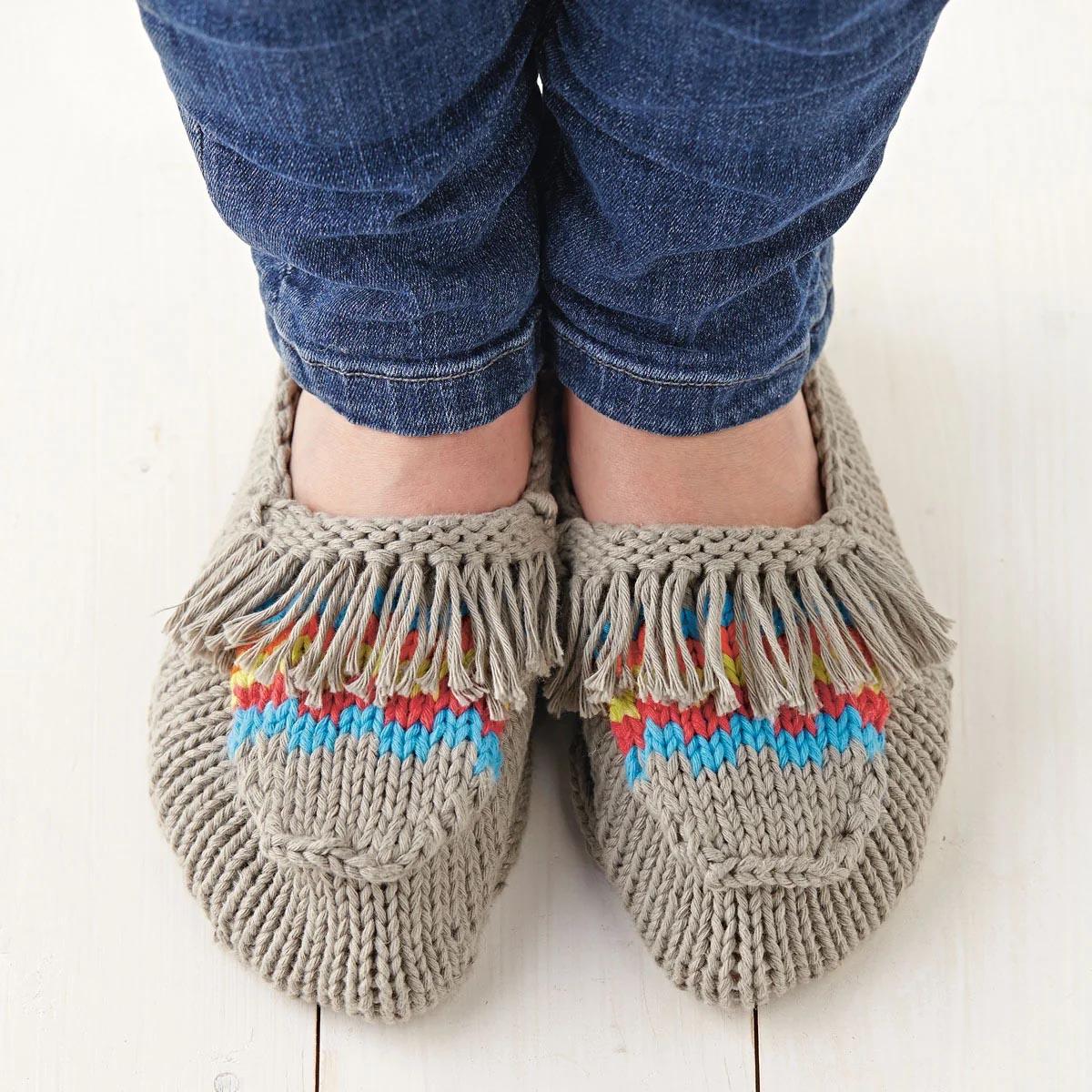 Moccasin Slippers Knitting Pattern