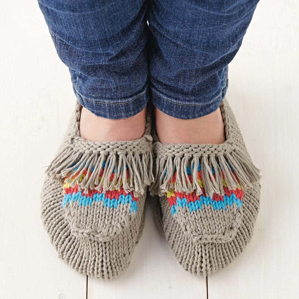 Moccasin Slippers Knitting Pattern