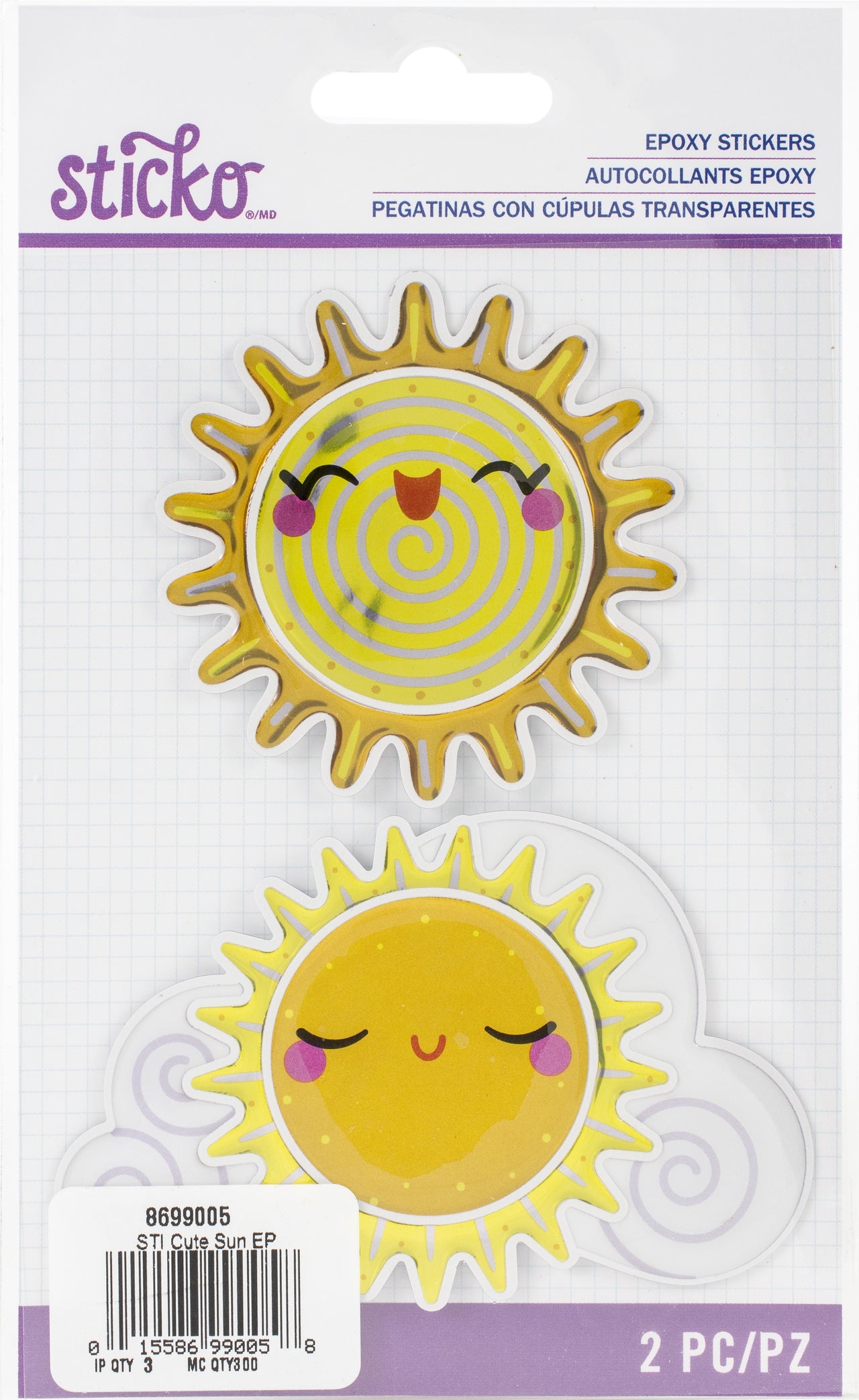Sticko Raised Channel Epoxy Stickers - Cute Sun