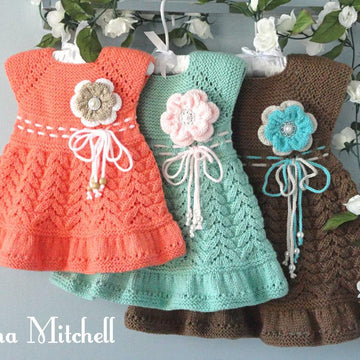 Knitting PATTERN Baby Dress Knitted Flower by Elena Mitchell