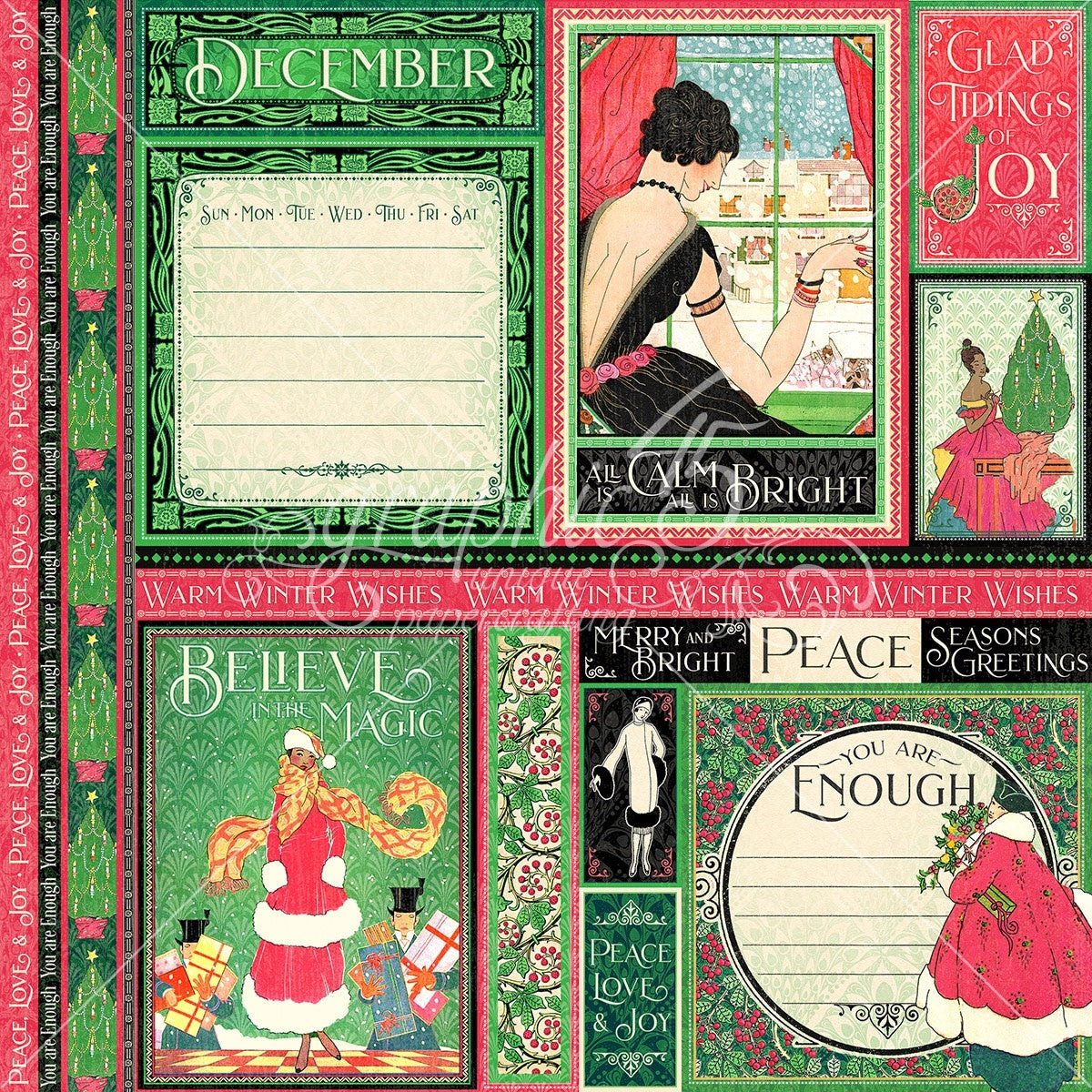 Graphic 45 Fashion Forward Double-Sided Cardstock 12"X12" 25/Pkg - December