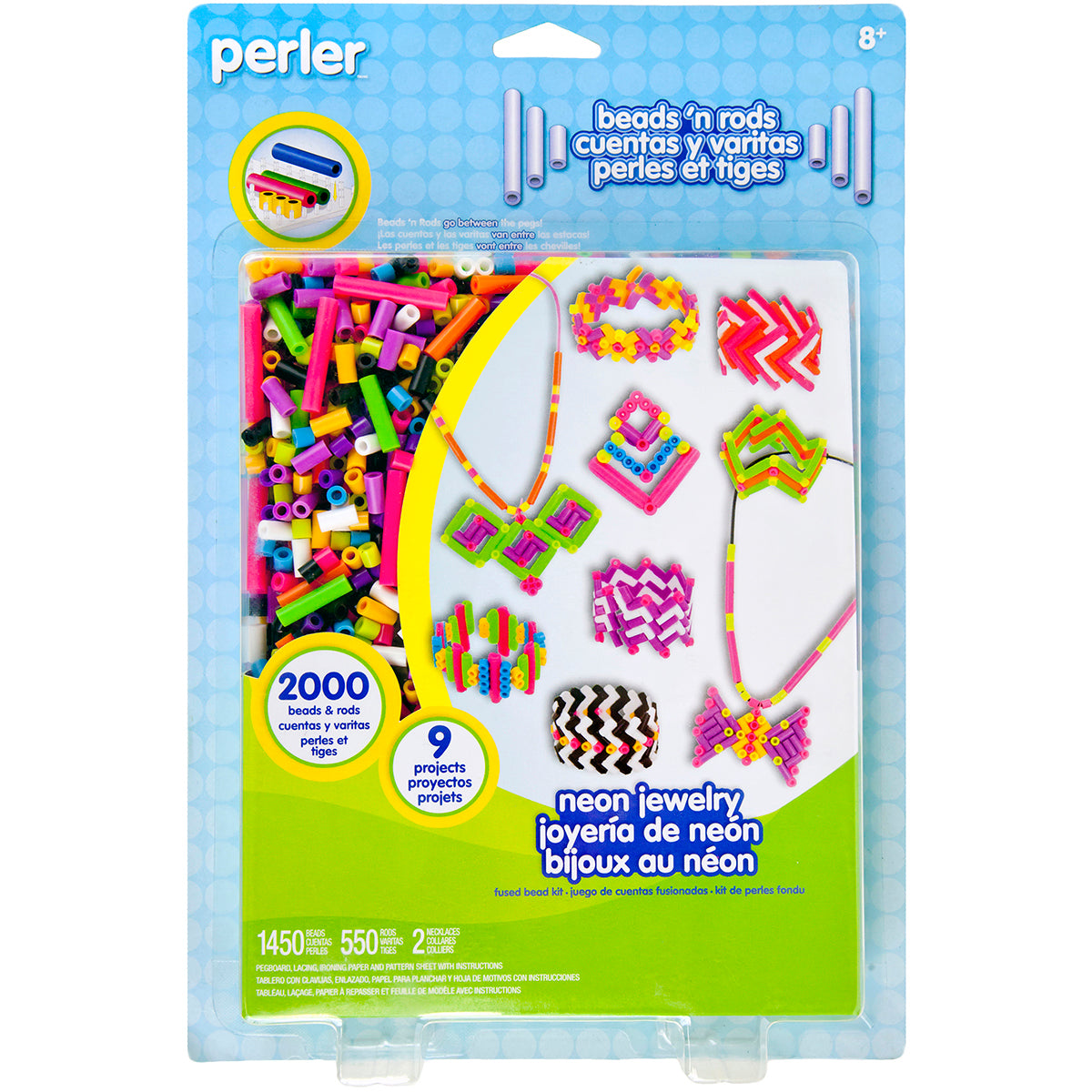 Perler Beads 'n Rods Fused Bead Kit - Neon Jewelry