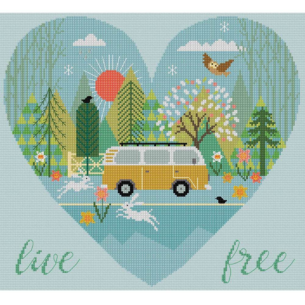 Bothy Threads Live Free Cross Stitch Kit - 32 x 30cm