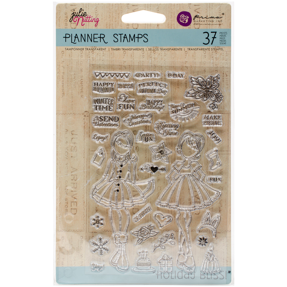 Prima Marketing Julie Nutting Planner Clear Stamps 4"X6" Sheet - Holiday Bliss