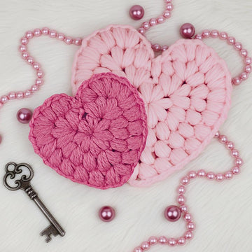 Puff Stitch Heart Coaster