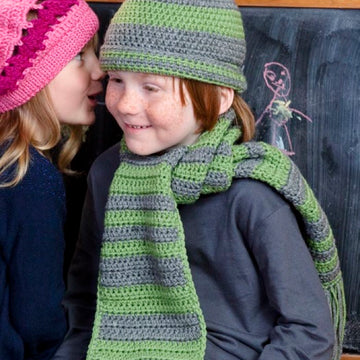 Hat and Scarf for Boy in Red Heart With Love Solids - LW2674