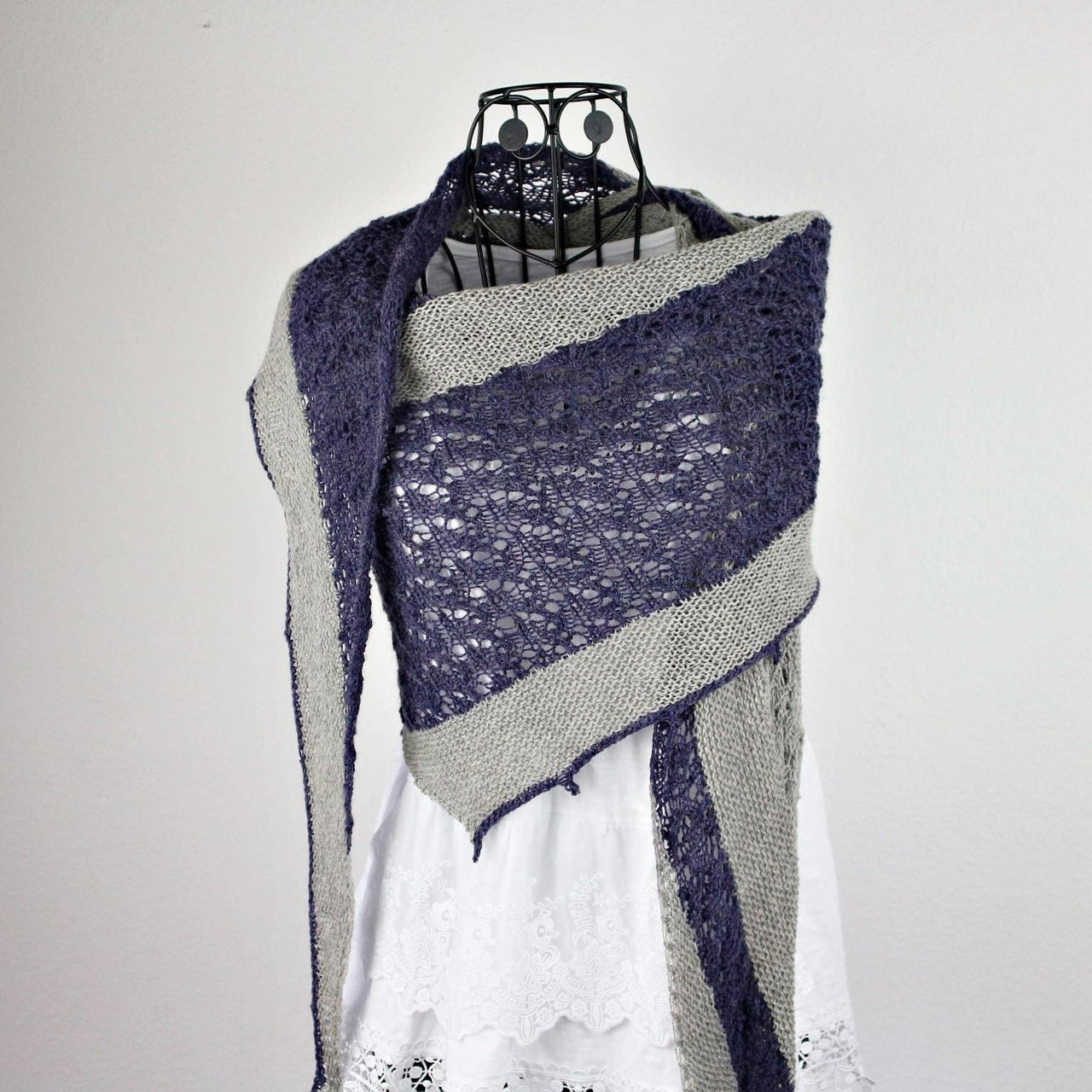 Asymmetrical Lace Triangle Shawl Knitting Pattern – PDF