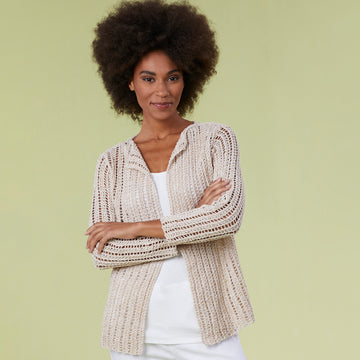 Oak Bluffs Cardigan - Knitting Pattern for Women in Tahki Yarns Cotton Classic Twist by Tahki Yarns