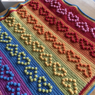 Rainbow Bobble Heart Blanket