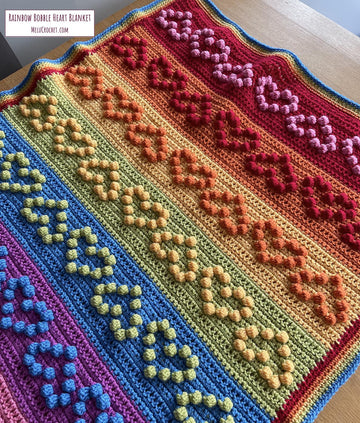 Rainbow Bobble Heart Blanket