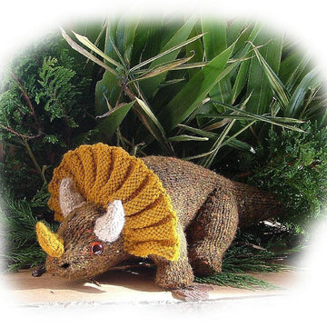 Triceratops  toy dinosaur knitting pattern by Georgina Manvell