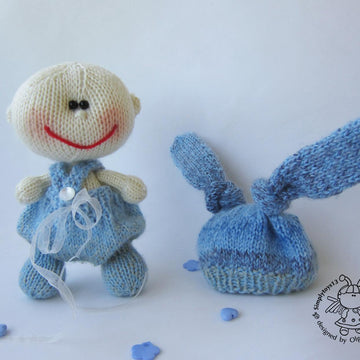 Pebble doll blue Bunny