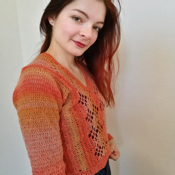 Lace checkered sweater