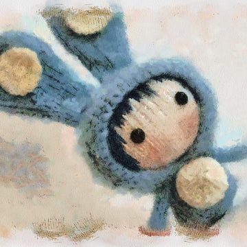 Blue Rabbit Doll with removable tail. Toy from the Tanoshi series.